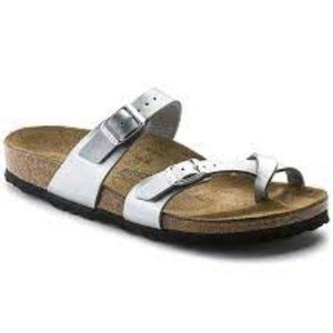 NWT Birkenstock Mayari Birko-Flor Silver